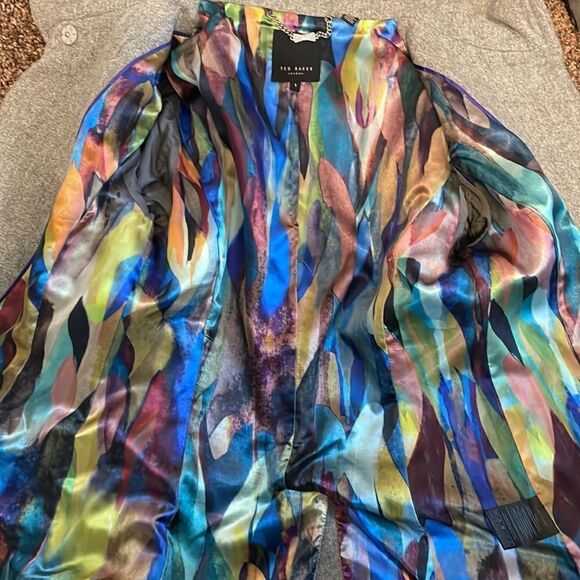 Ted Baker London Wool Blend Grey Peacoat Zip & Belt Jacket - Picture 9 of 11